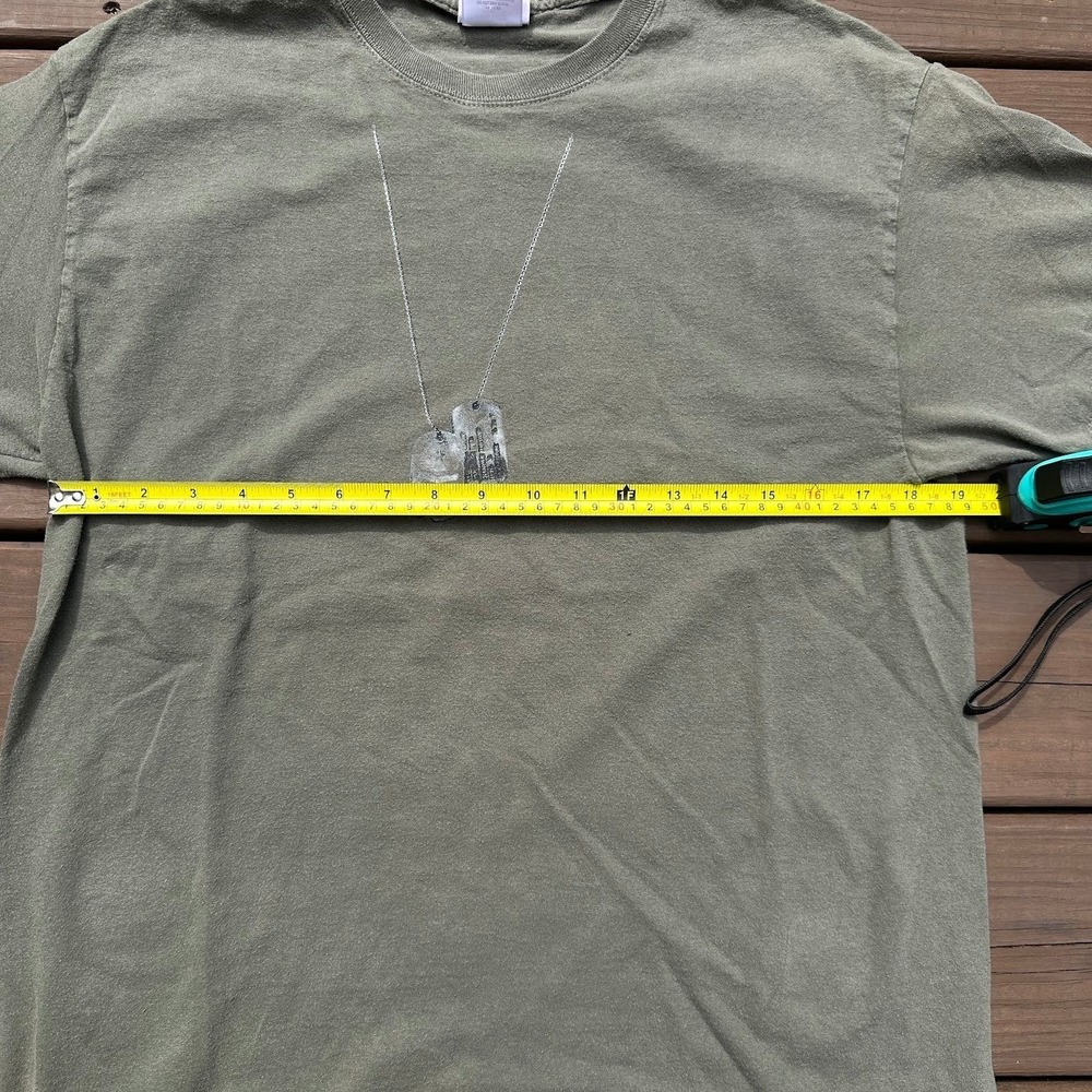 Vintage Style Dog Tags Graphic T-Shirt Mens Large Olive Green Military Tee - Picture 5 of 6